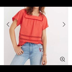 Madewell Eyelet Angelica Top Shirt Small Red